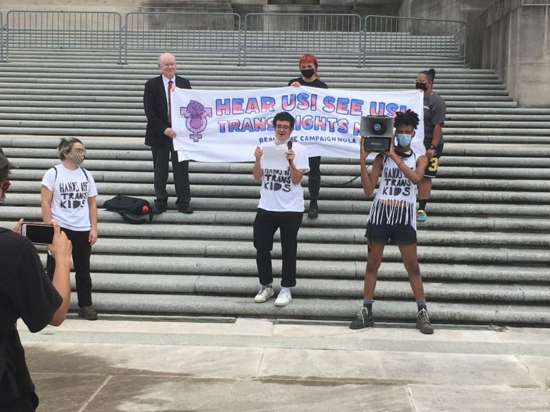 Eden Abraham speaks after police forced protesters out of the Capitol.