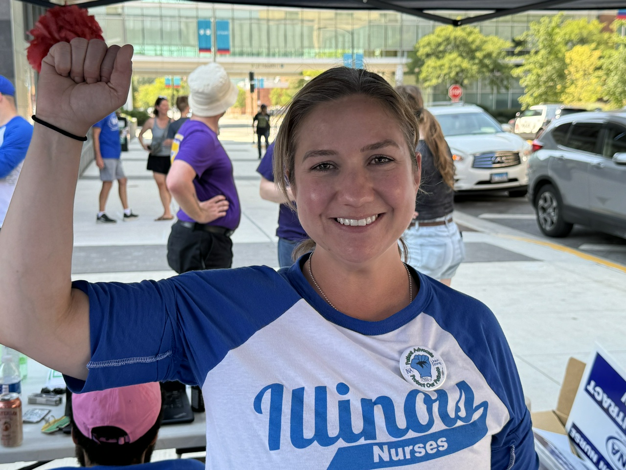 University of Illinois Health transplant and ICU nurse Maria Baba is an INA leader and member of the bargaining committee.  | Richard Berg/Fight Back! News