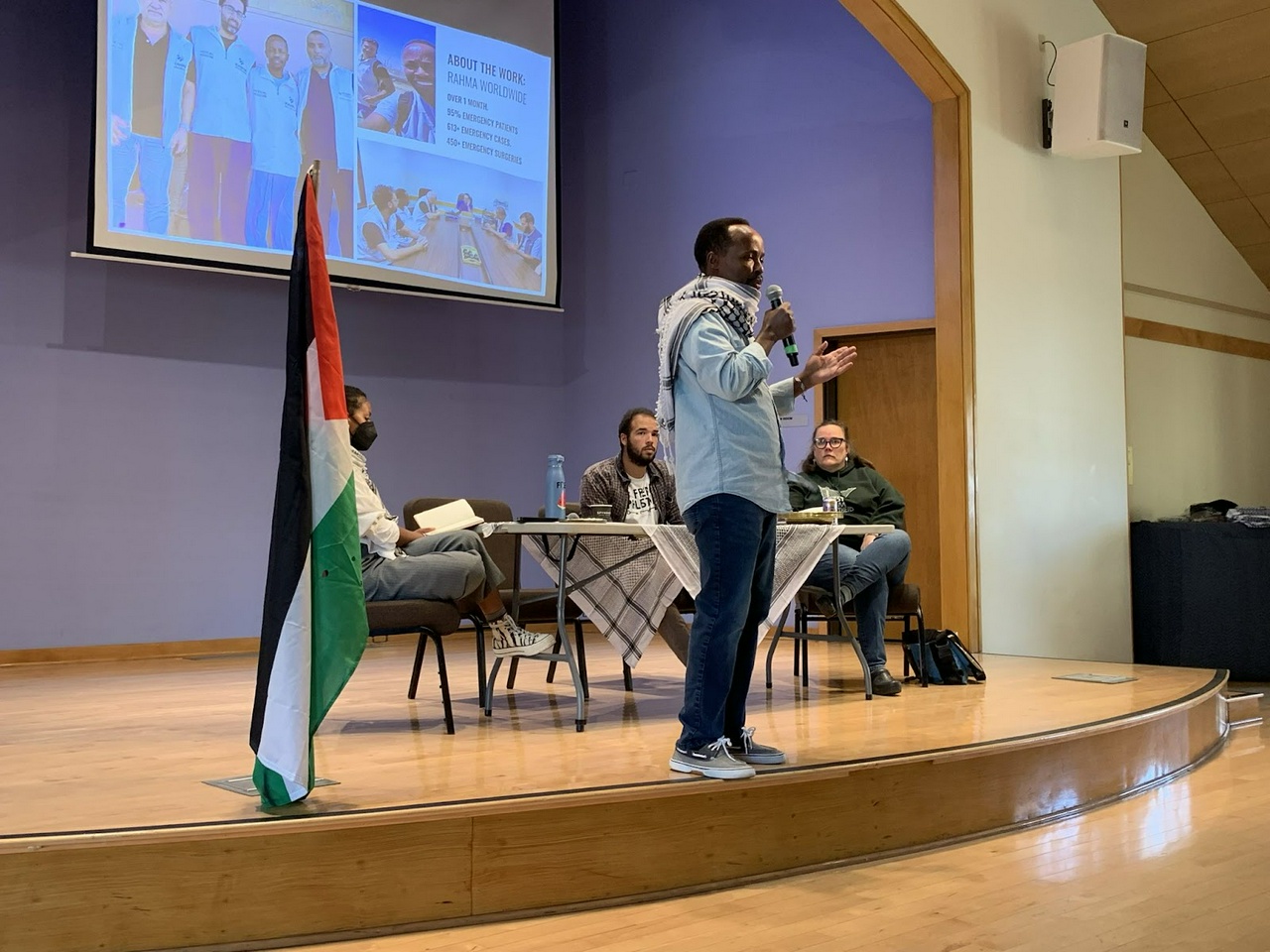 Willy Massay speaking about his experiences with healthcare in Gaza.  | Staff/Fight Back! News