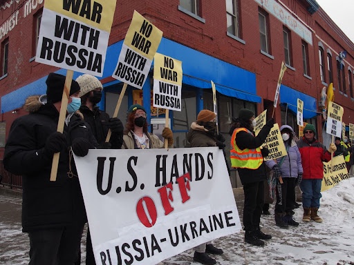 Minnesota protest opposing  U.S. war moves against Russia.