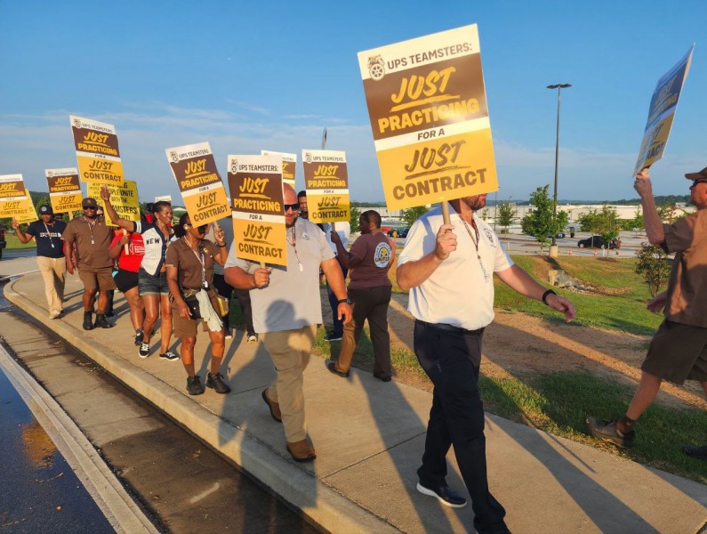 Practice picket leading up to the new Teamster contract with UPS.