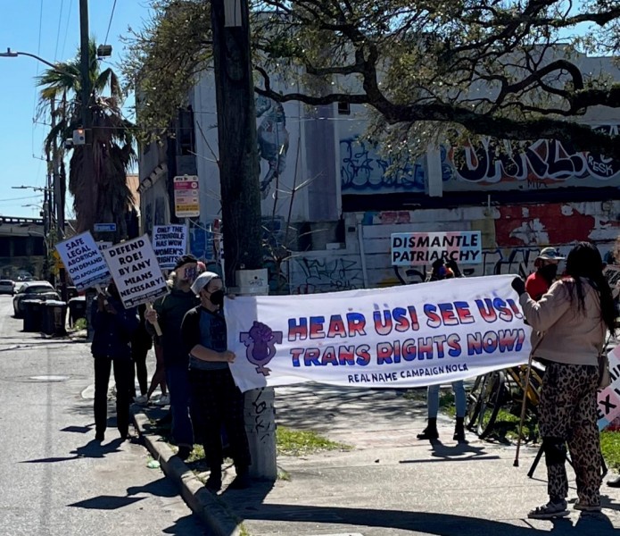 Passing drivers honked in support as demonstrators proudly waved signs and banne