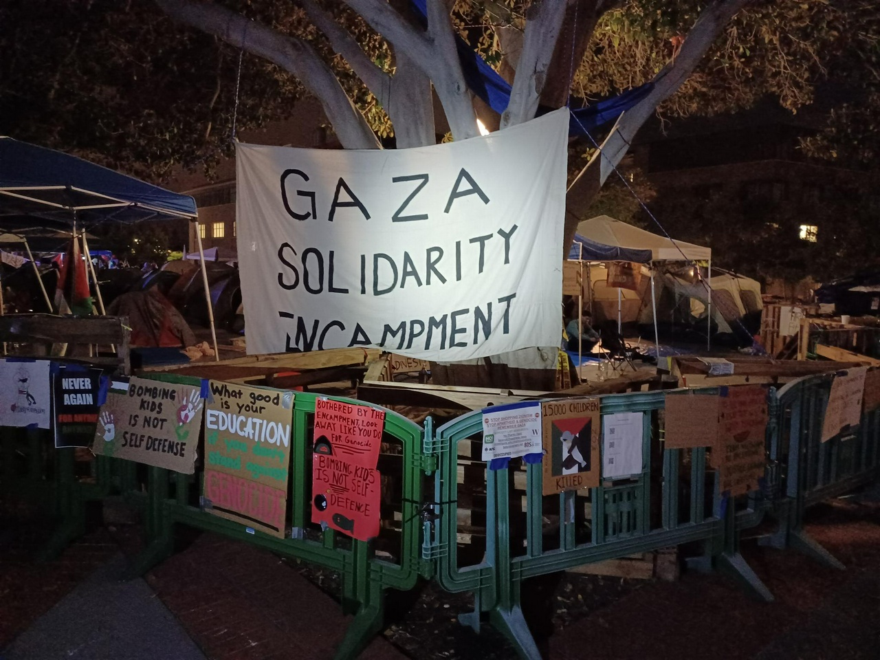 Palestine solidarity encampment at University of California, Irivne.  | Fight Back! News/staff