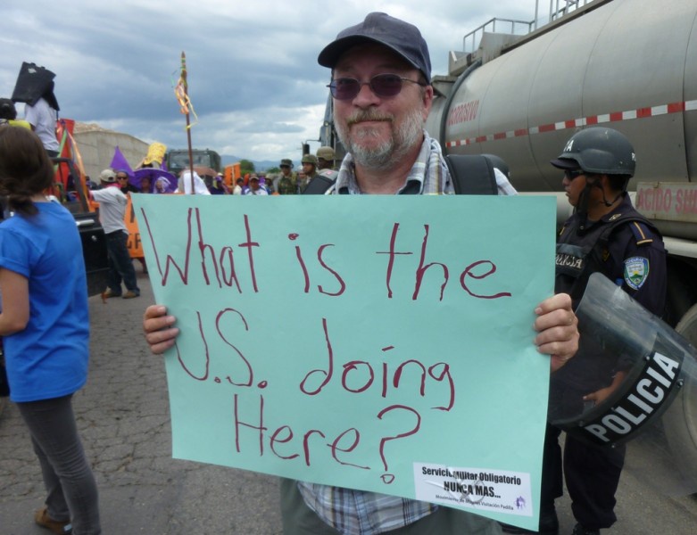 Chuck Kaufman in Honduras outside of the U.S. Palmerola Air Base, 2011