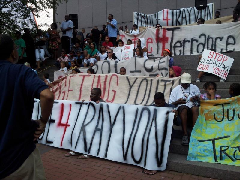 Minneapolis protest demands justice for Trayvon Martin and Terrance Franklin