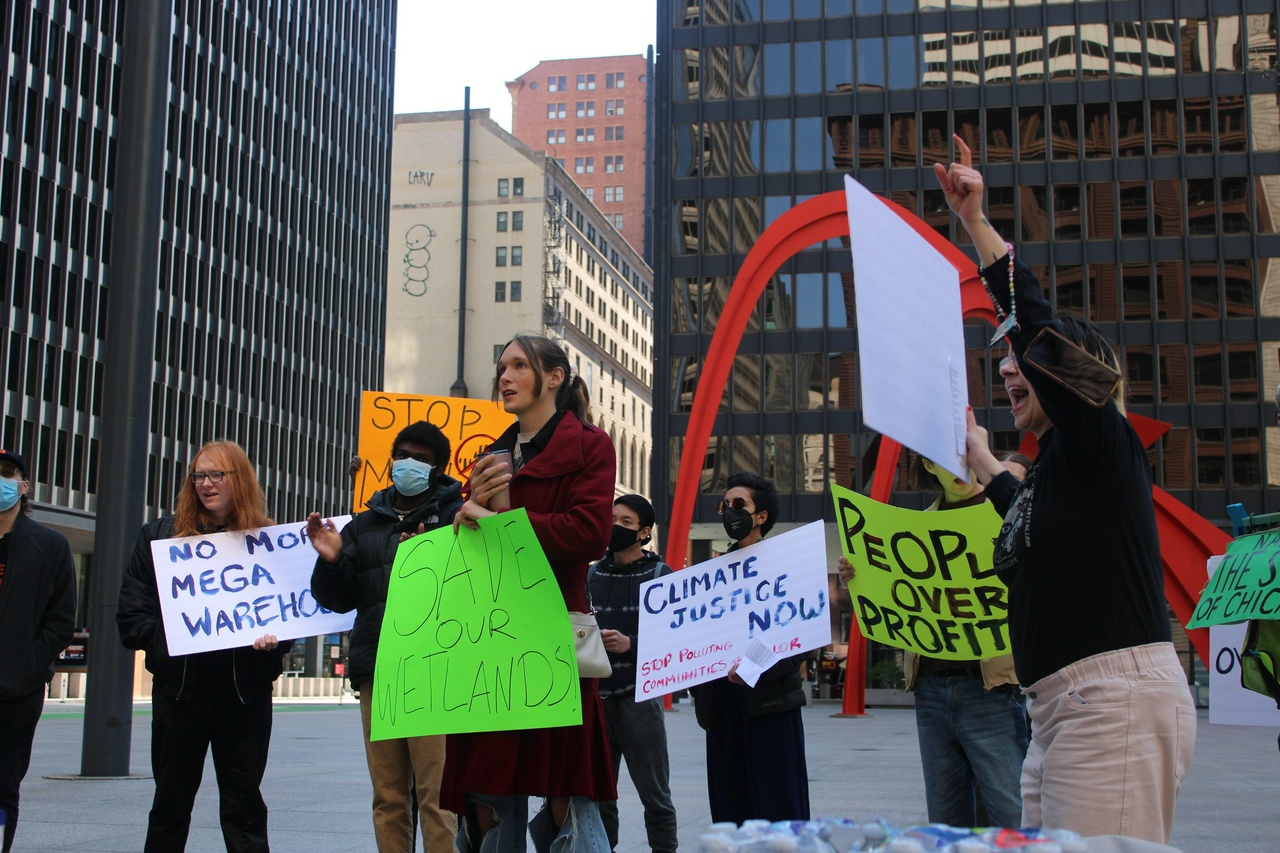 Chicago Earth Day rally in opposition to planned mega warehouse in Tacoma, Washington. | Fight Back! News/staff