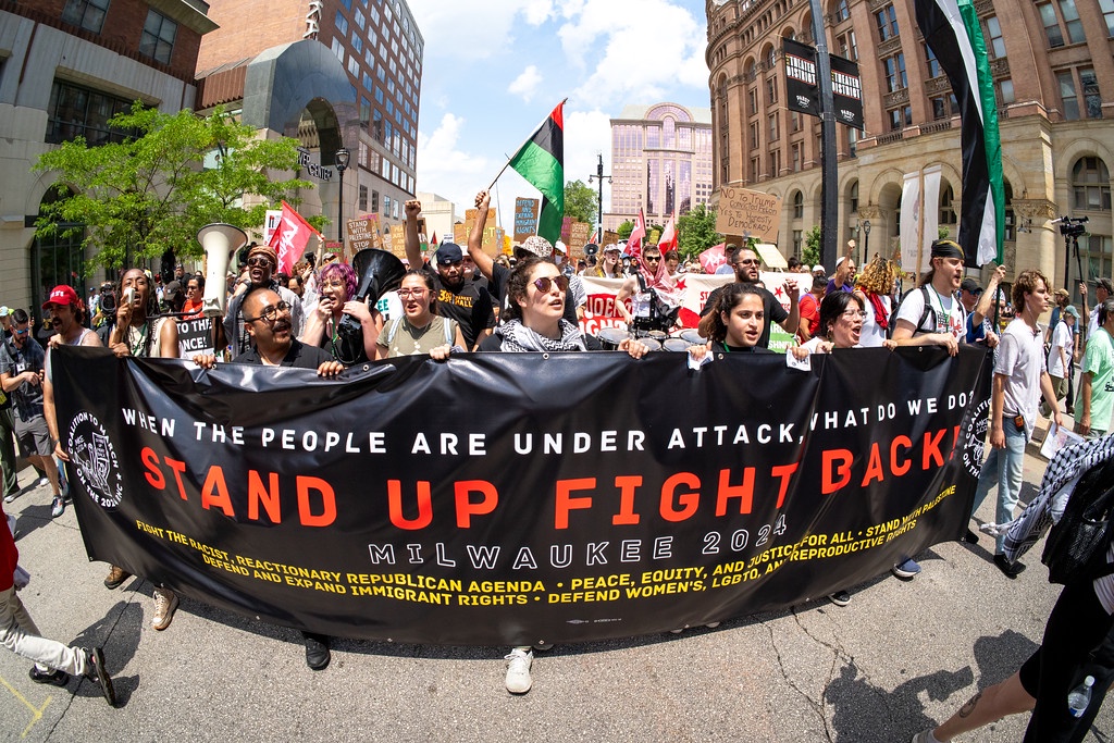 More than 3500 march on the opening day of the Republican National Convention in Milwaukee.  | Brad Sigal/Sigal Photos