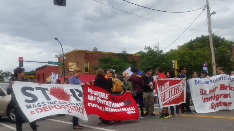 Minneapolis protesters lining up to march in defense of DACA.