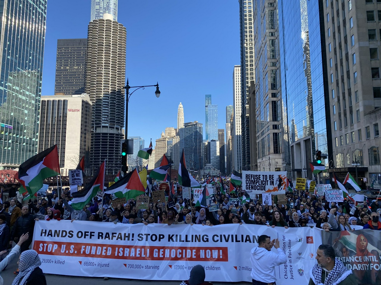 Massive march in solidarity with Palestine fills the streets of Chicago. | Fight Back! News/USPCN
