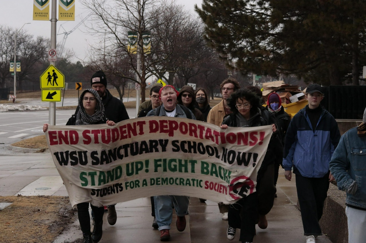 Detroit students march to defend DEI institutions and to kick ICE off campus.