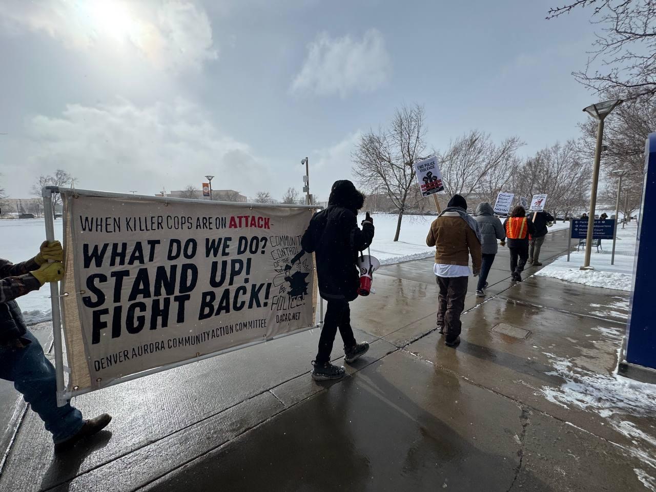 Picket for police accountability in Aurora, Colorado.