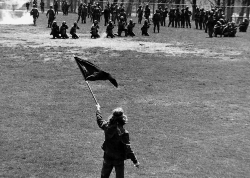 Alan Canfora, at Kent State before the National Guard opens fire May, 4, 1970.