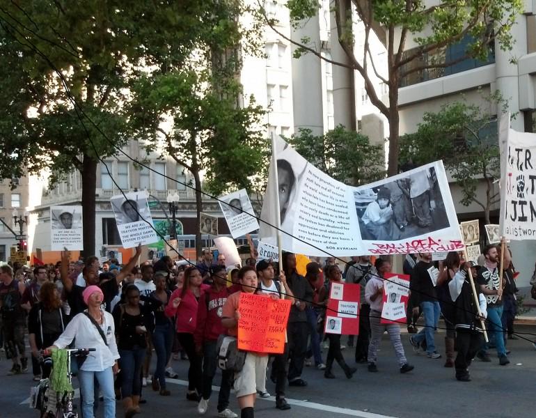 Thousands march in Oakland demanding justice for Trayvon Martin.