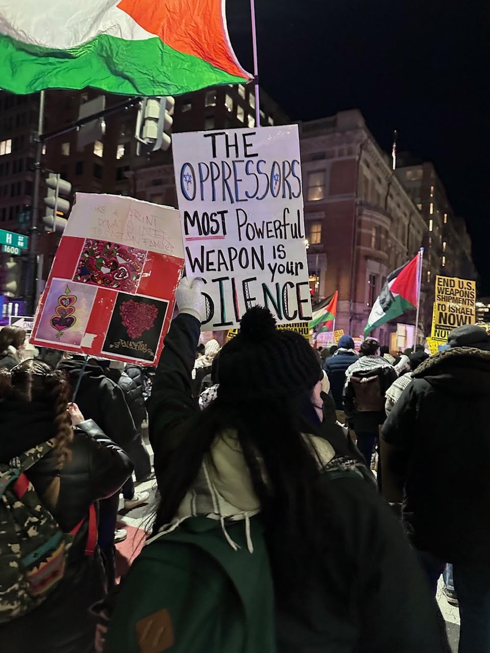 Protesters gather in opposition to Israeli Prime Minister Benjamin Netanyahu’s visit with President Donald Trump.