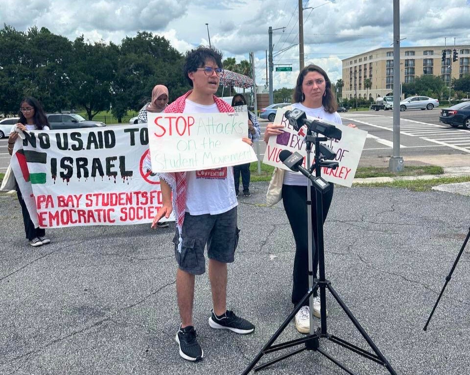 Tampa press conference demands end to repression against pro-Palestine students.  | Staff/Fight Back! News
