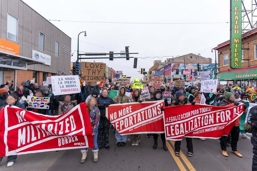 Marching against deportations in Minneapolis.