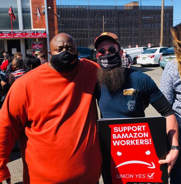 RWDSU organizer “Big Mike” Foster (left).