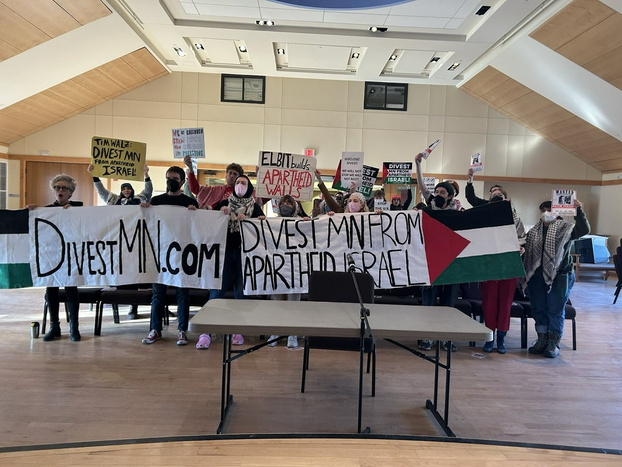Minnesotans demand divestment from apartheid Israel.