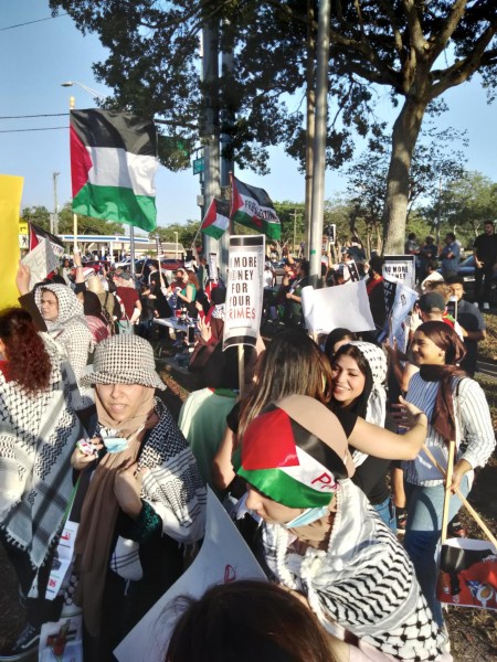 Rally in Tampa, FL against Israel's attacks on Palestine.