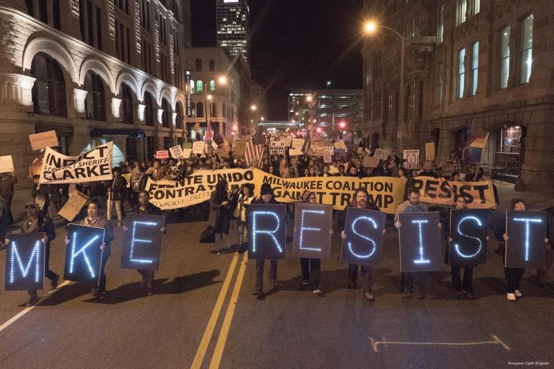 Hundreds march in Milwaukee against attacks launched by Trump administration.