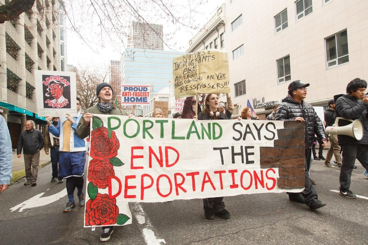 Marching for immigrants rights in Portland, Oregon.