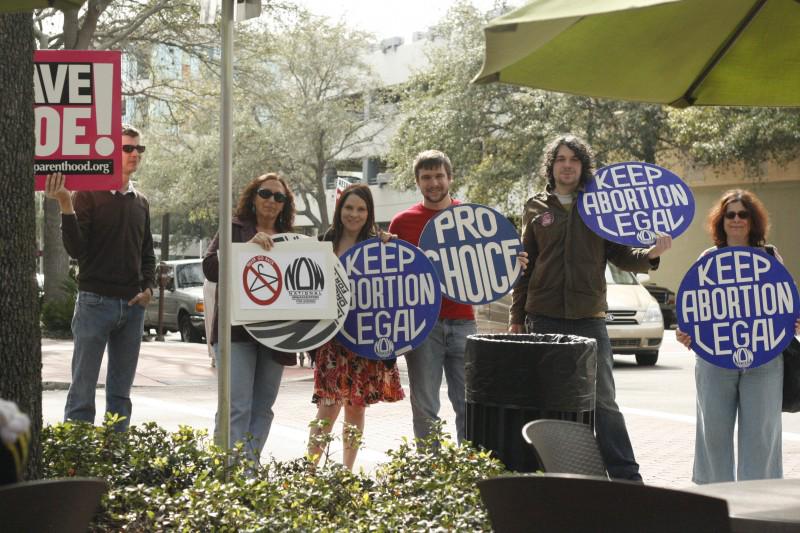 Some of the people at the St. Petersburg, FL rally for reproductive rights.