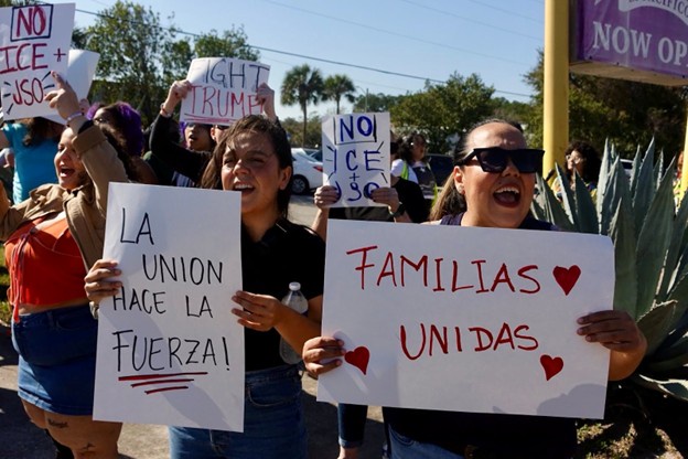 Jacksonville, Florida protest for immigrant rights.
