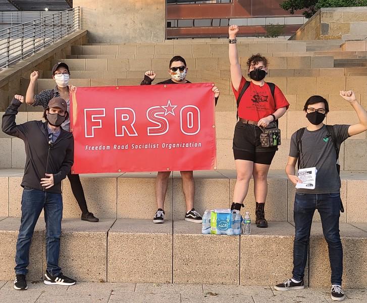 Post election speak-out action in front of Austin City Hall.