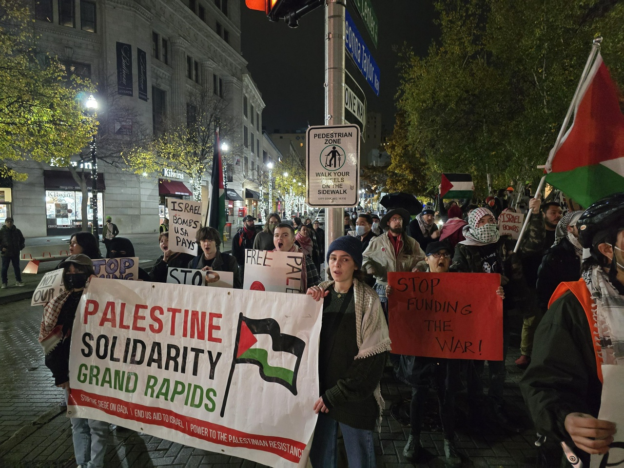 Post-election protest in Grand Rapids, Michigan in solidarity with Palestine