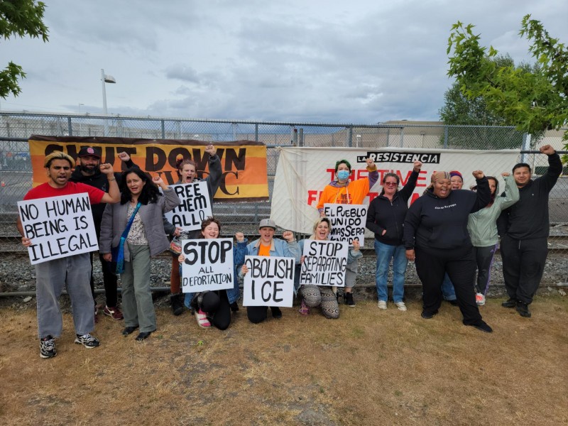 Solidarity action with the hunger strike at the Northwest Detention Center in Ta