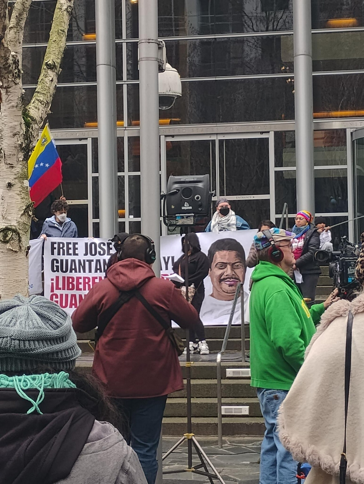 Press conference demands release of José Medina Adrande, a Venezuelan immigrant held in Guantánamo Bay.
