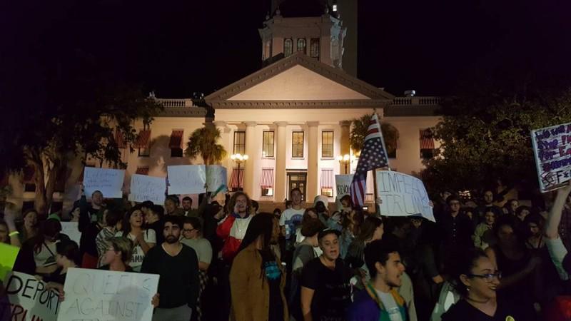 Tallahassee protest against President elect Trump.