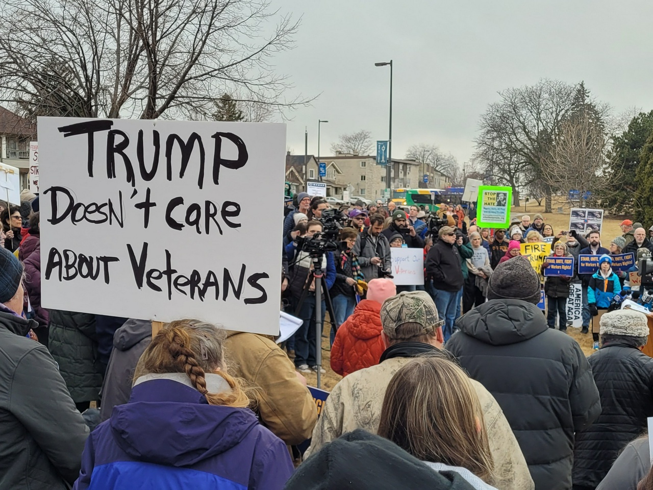 Milwaukee rally against dismissals of VA workers.