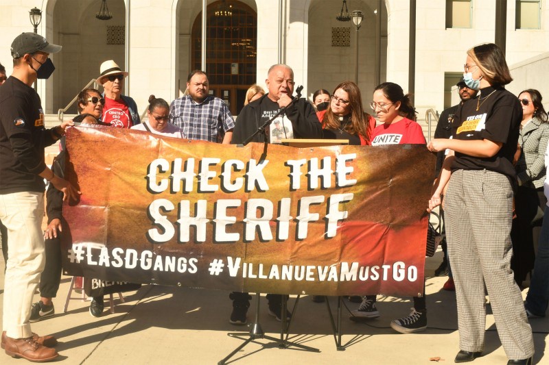 Cristobal Guardado (center) father of Andres Guardado who was killed by LA Sheri
