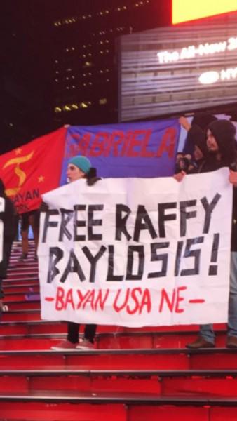 New York City protest demand freedom for trade union leader Rafael Baylosis.