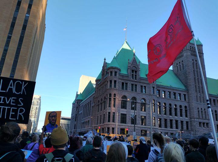 Minneapolis protest demands justice for George Floyd.