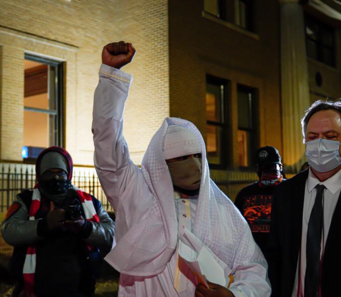 Myon Burrell moments after his release from Stillwater prison.