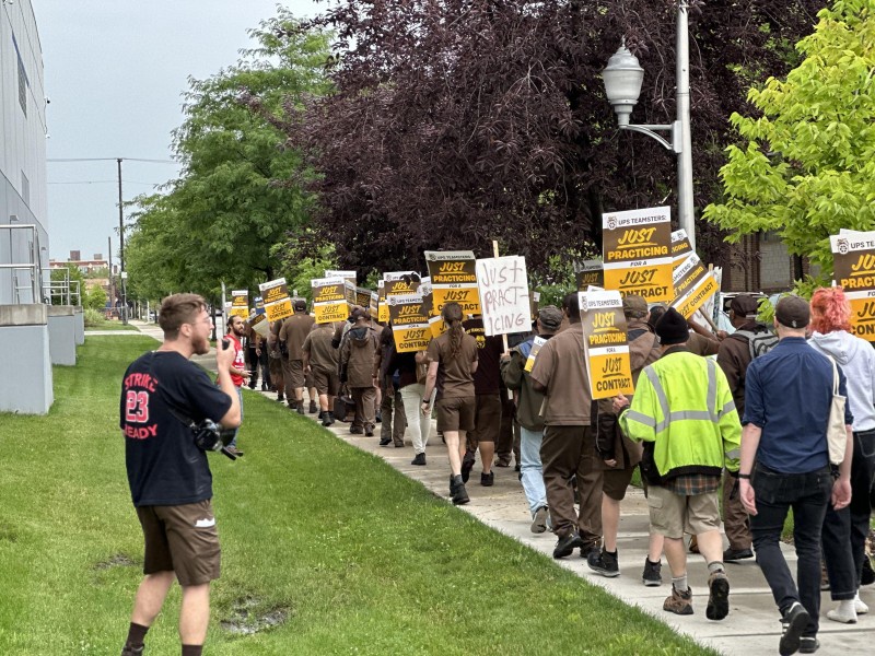 UPS Teamsters picket line in South Side of Chicago, Illinois.