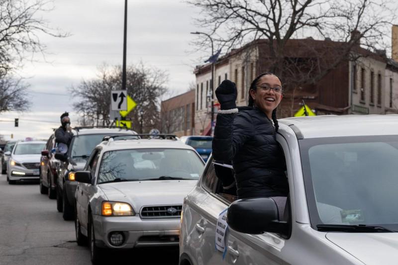 (Fight Back!News/ Photo credit: Brad Sigal) Human Rights Day car caravan in Minn