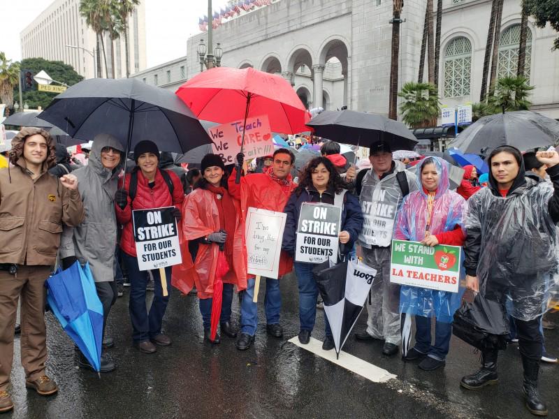 Striking UTLA members and supporters at City Hall.