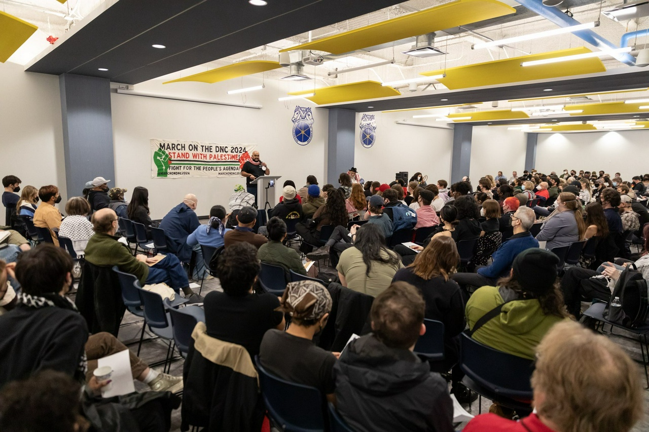 Chicago conference making plans to march on the DNC. | Fight Back! News/Alec Ozawa