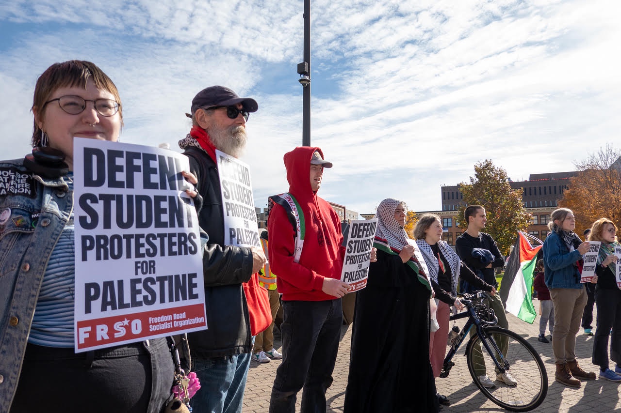 Minneapolis rally against repression  of pro Palestine students.  | Staff/Fight Back! News