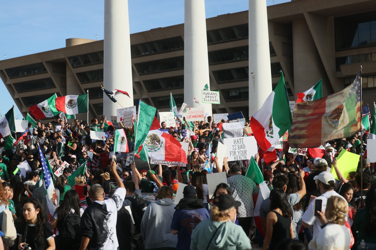 Marching against raids and deportations in Dallas, Texas.