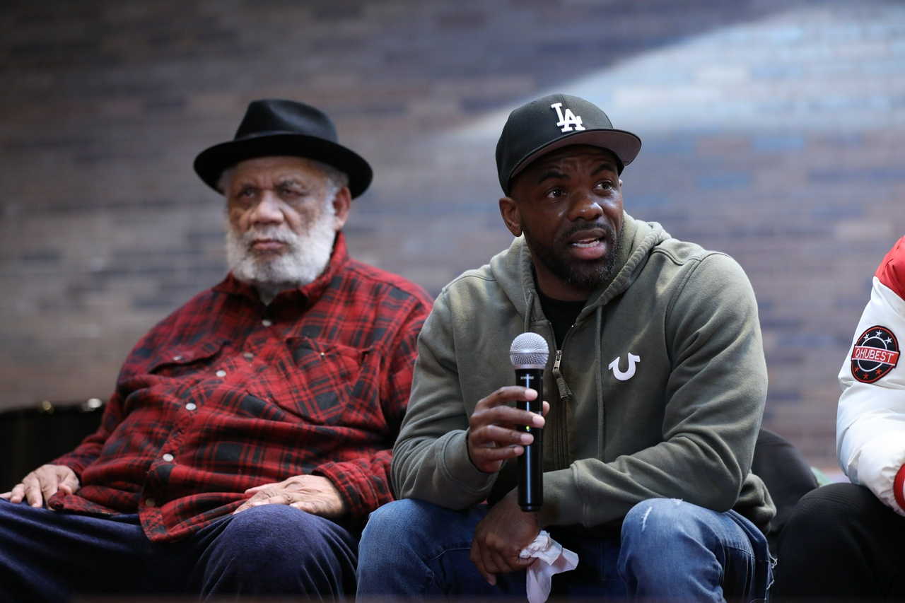 Frank Chapman and Kevin Jackson at town hall meeting.