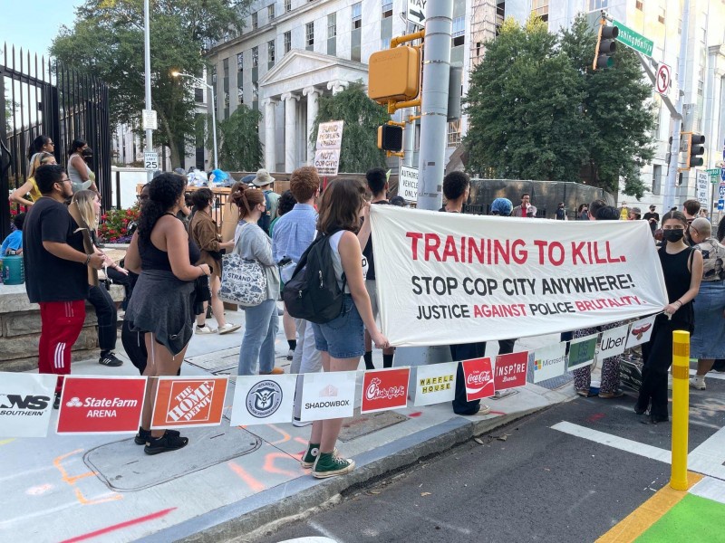 Atlanta protest against RICO indictments of stop Cop City protesters.