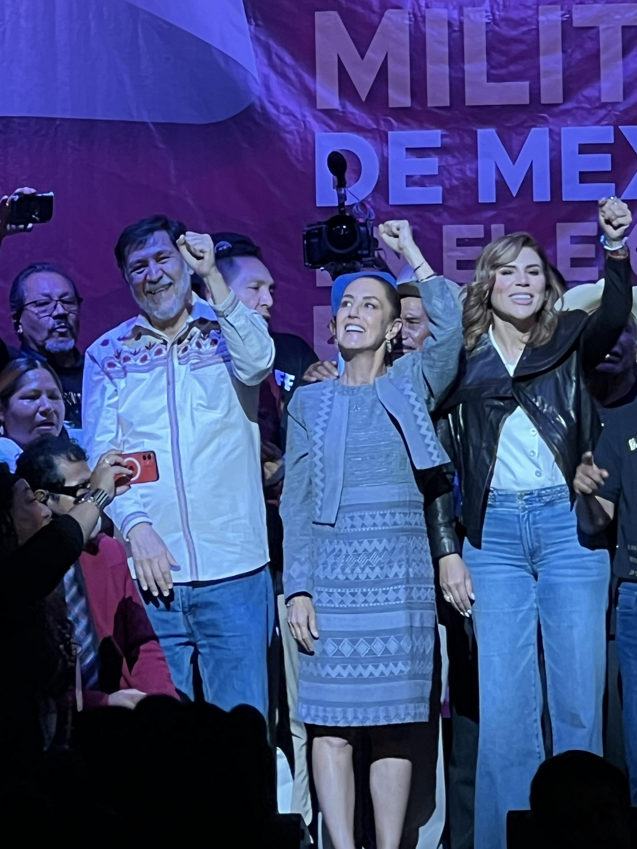 Dr. Claudia Sheinbaum Pardo speaking at rally in Los Angeles last year.  | Fight Back! News/staff