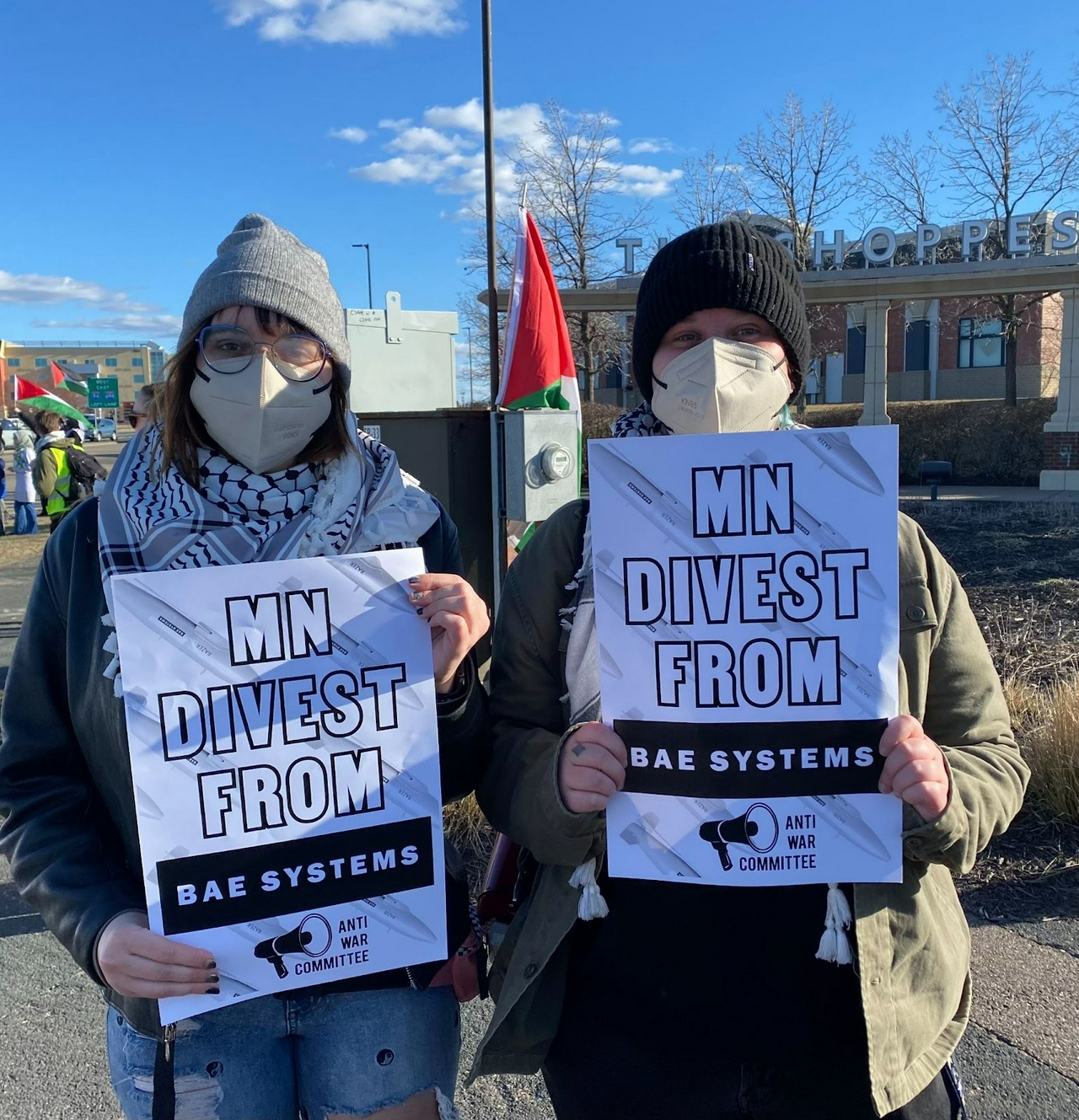 Minnesota protest against corporation arming apartheid Israel, BAE Systems.  | Fight Back! News/Meredith Aby