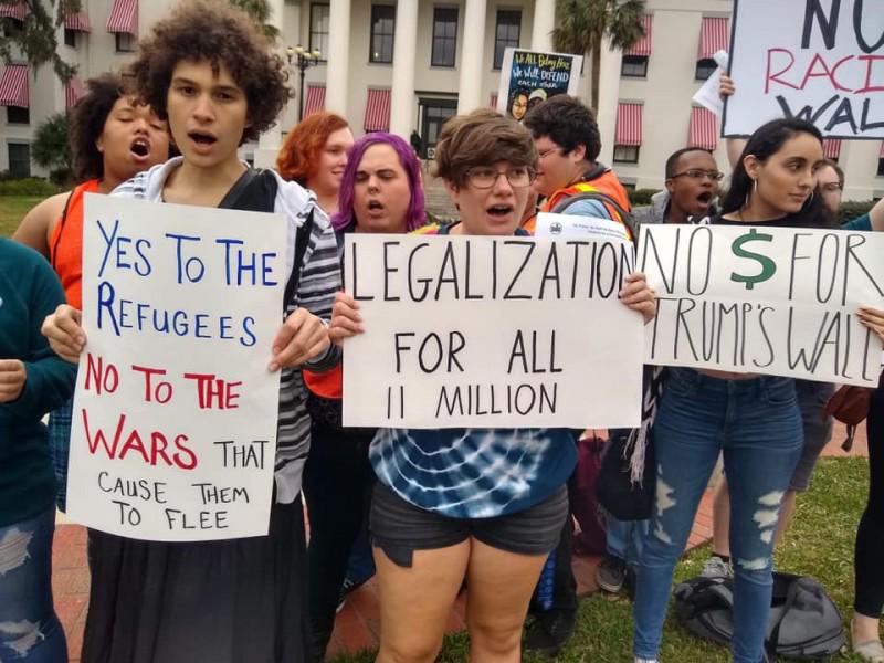 Tallahassee protest against Trump's wall.