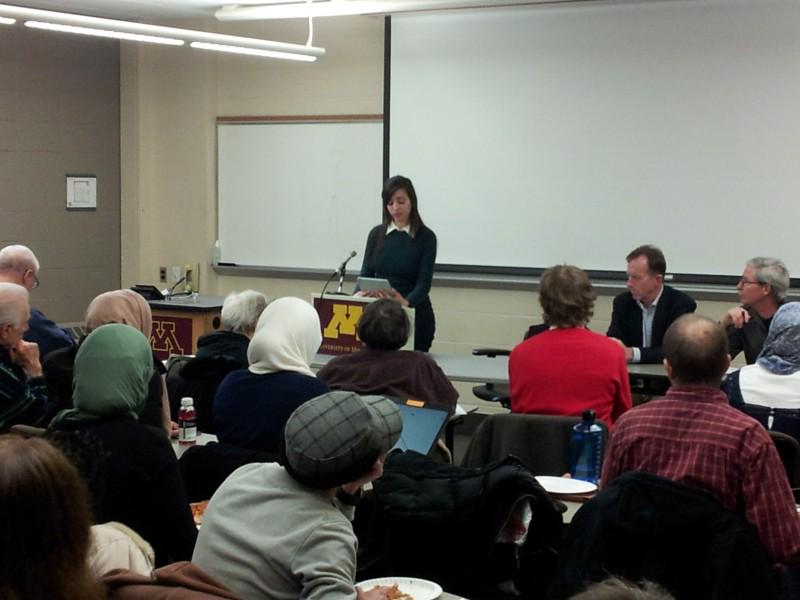 Noor Elashi speaking at University of Minnesota.