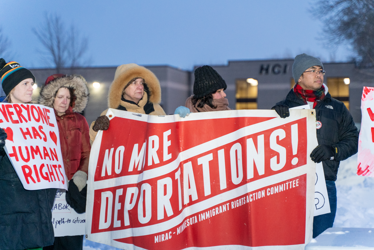 Minnesota protest against ICE workplace raid.